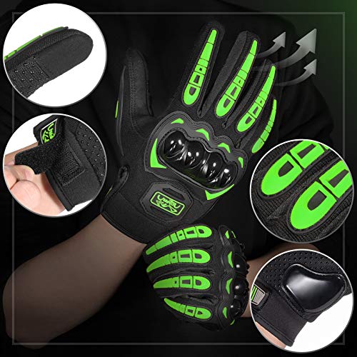 COFIT Guantes de Motos, Guantes de Pantalla Táctil Full Touch para Carreras de Motos, MTB, Escalada, Senderismo y Otros Deportes al Aire Libre - Verde XXL