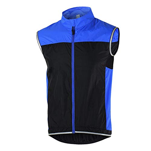 COITROZR Chaleco Cortavientos Ciclismo Hombre Mujer Chaleco Bici Reflectante Impermeable Chaleco Bicicleta Transpirable Chaleco MTB Sin Mangas Chaqueta Sin Mangas Cortavientos,Azul,M