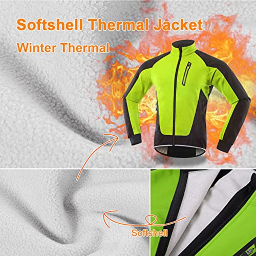 COITROZR Chaqueta Bicicleta Mujer Invierno Chaqueta MTB Mujer Térmico Softshell Impermeable Reflectante Transpirable Ropa Ciclismo Invierno para Exterior MTB Ciclismo Correr,Verde,L