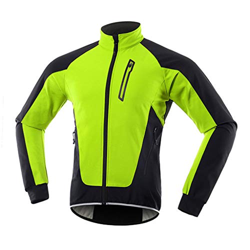 COITROZR Chaqueta Bicicleta Mujer Invierno Chaqueta MTB Mujer Térmico Softshell Impermeable Reflectante Transpirable Ropa Ciclismo Invierno para Exterior MTB Ciclismo Correr,Verde,L