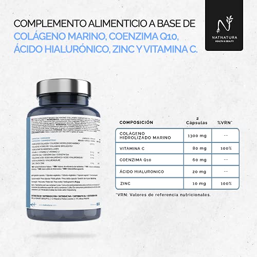 Colágeno Marino Hidrolizado + Ácido Hialurónico + Coenzima Q10 + Vitamina C + Zinc. Ilumina tu piel, protege tus articulaciones y aumenta tu energía. 90 cápsulas vegetales.