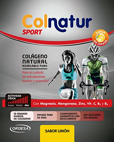 Colnatur Sport – Colágeno Natural Puro para Cuidar las Articulaciones y Músculos de la Actividad Física, Sabor Limón, 345 gr