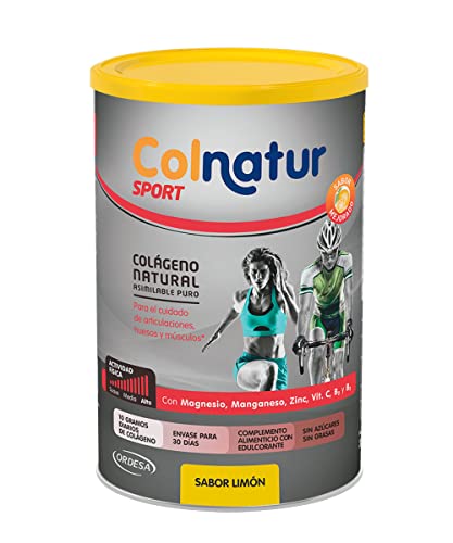 Colnatur Sport – Colágeno Natural Puro para Cuidar las Articulaciones y Músculos de la Actividad Física, Sabor Limón, 345 gr