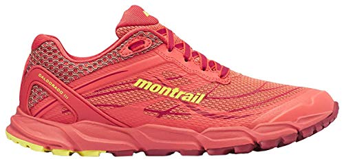 Columbia CALDORADO III, Zapatillas de Trail Running Mujer, Naranja, Amarillo (Faded Peach, Acid Yellow), 38 EU