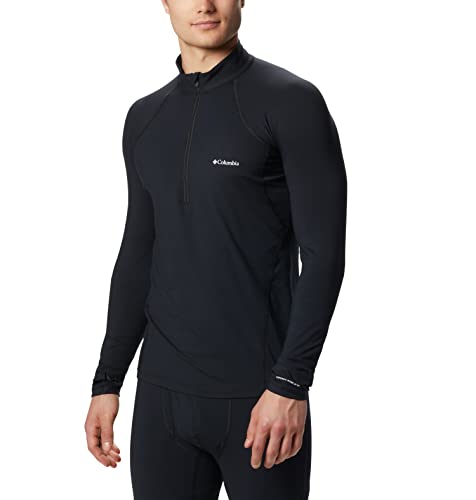 Columbia Midweight Stretch Long Sleeve Half Zip Camiseta térmica de Manga Larga, Hombre, Black, L