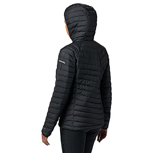 Columbia Powder Lite Hooded , Chaqueta aislante con capucha Mujer, Negro (BLACK), L