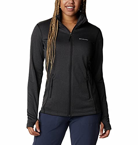 Columbia W Park View Grid Fleece Full Zip, Sudadera polar con cremallera 1/6 Mujer, Negro (black heather), M