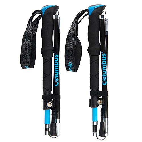 COLUMBUS Bastones de Trail FCT 03 BB Set de Bastones de Trail-Running Plegables. Fabricados en Fibra de Carbono con Empuñadura Ergonómica. Longitud 115-130 cm, 37 cm plegados. Ultraligeros 240 gr.