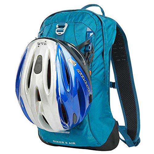 COLUMBUS Mochila Biker 8 Air para Ciclismo BTT o Senderismo. Mochila Ligera y Transpirable con Sistema para Máxima Ventilación. Compartimento para Bolsa de Hidratación Color Azul y Naranja.