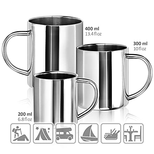 com-four® Taza de café de acero inoxidable - 180 ml - Taza de café - Taza termo-bebedora hecha de acero inoxidable - Taza con aislamiento de doble pared - SIN BPA (180ml)