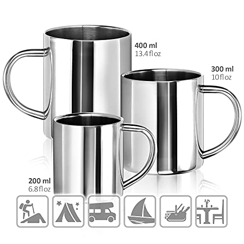 com-four® Taza de café de acero inoxidable - 180 ml - Taza de café - Taza termo-bebedora hecha de acero inoxidable - Taza con aislamiento de doble pared - SIN BPA (180ml)