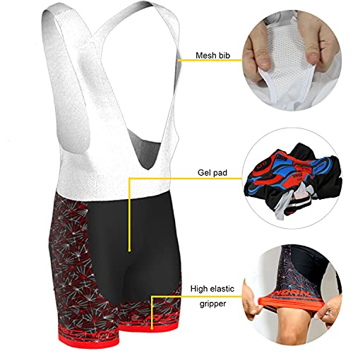 COMEIN Maillot Ciclismo Hombre, Ropa Ciclismo Hombre, Ropa Culote Conjunto Traje Culotte Deportivo con 9D Almohadilla De Gel para Bicicleta MTB Ciclista Bici (Rojo Azul, L)