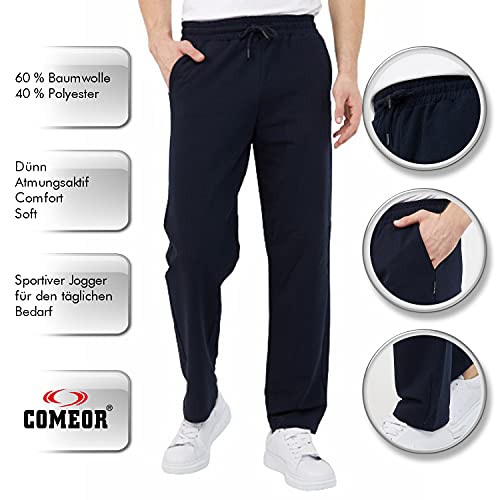 COMEOR Pantalones de chándal de algodón para hombre, pantalones largos de deporte, pantalones de entrenamiento, azul marino, XL