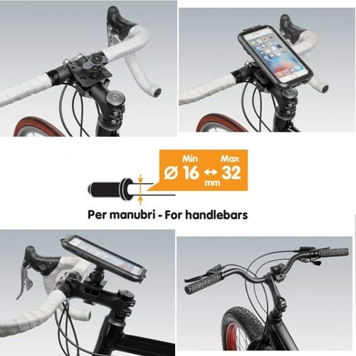 Compatible con Cervelo Funda RÍGIDA Universal para Smartphone + Soporte Fijo para Manillar Motocicleta Bicicletas con DIÁMETRO DE 16 A 32MM