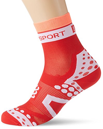 COMPRESSPORT Bike Ultralight - Calcetín de Ciclismo Unisex, Color Rojo, Talla 1