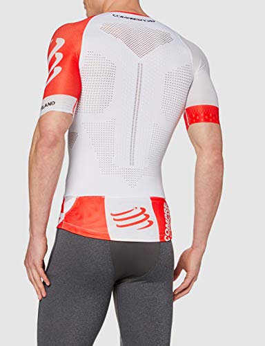 COMPRESSPORT - Camiseta de triatlón, Color Blanco/Rojo, Talla M