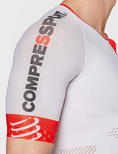 COMPRESSPORT - Camiseta de triatlón, Color Blanco/Rojo, Talla M