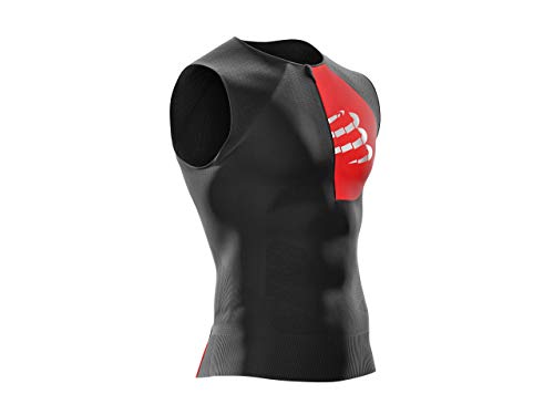 Compressport Camiseta de triatlón Unisex Postural, Unisex Adulto, Camiseta de Tirantes para triatlón, CS3TSTRIV3TK99T1, Negro, 1 Año