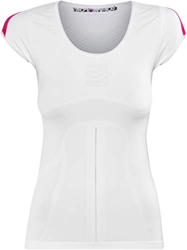 COMPRESSPORT Compress Port Mujer Trail Running V2 Camiseta, Todo el año, Mujer, Color White/Pink, tamaño M