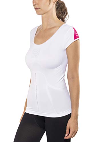 COMPRESSPORT Compress Port Mujer Trail Running V2 Camiseta, Todo el año, Mujer, Color White/Pink, tamaño M