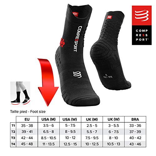 COMPRESSPORT Pro Racing Socks v3.0 Trail Calcetines para Correr, Unisex-Adult, Negro/Rojo, T4 (45-48 EU)