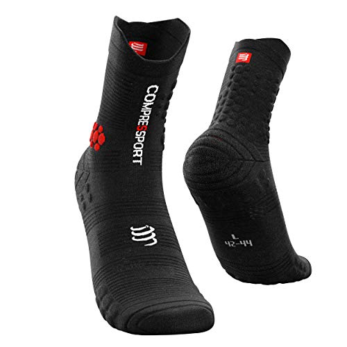 COMPRESSPORT Pro Racing Socks v3.0 Trail Calcetines para Correr, Unisex-Adult, Negro/Rojo, T4 (45-48 EU)