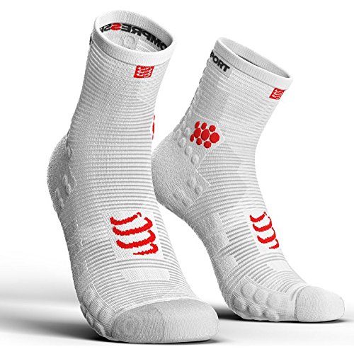 COMPRESSPORT - Socks Run High prsv3 - T1, Blanco/Rosa