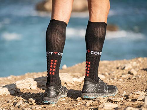 Compresssport Full Socks Run - Calcetines de alta compresión para correr - Mejore su rendimiento - Soporte muscular, confort superior y ultraligero - Ciclismo, running, trail y triatlón, Negro, T2