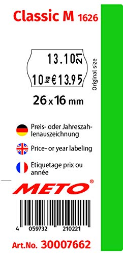 Conjunto de etiquetado de precios METO Classic M - precio, años (de dos líneas, 16 dígitos para etiquetas de 26×16 mm, listo para usar), 1 × etiquetadora manual