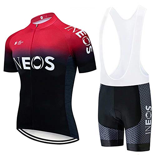 Conjunto Traje Ciclismo para Hombre, Maillot Ciclismo Mangas Cortas y Culotte Bicicleta con 3D Gel Pad, Equipacion Ciclismo para Verano