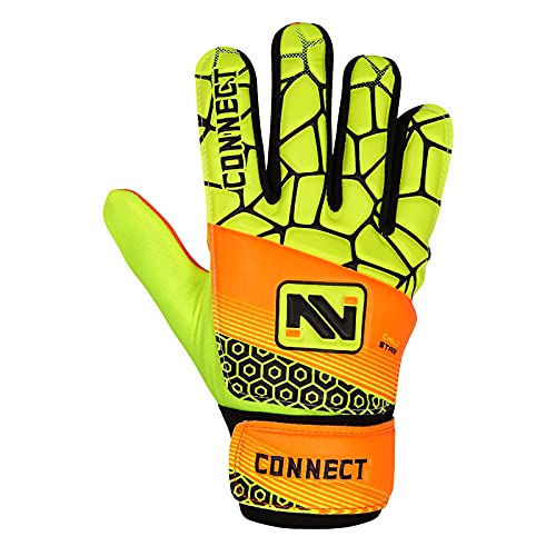 CONNECT GUANTES PARA NIÑOS, NIÑOS Y NIÑAS, JUNIOR, Fútbol Porteros, para Transing – NIÑOS, GRIP PERFIL RUTO (AMARILLO FLOURCENTE, 7)