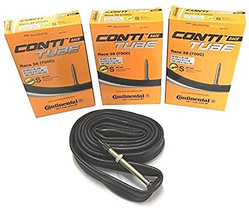 Continental Pack 3 cámaras 28, 20-25, válvula Presta (Fina), 60 mm, Ciclismo, Negro, 700c Road