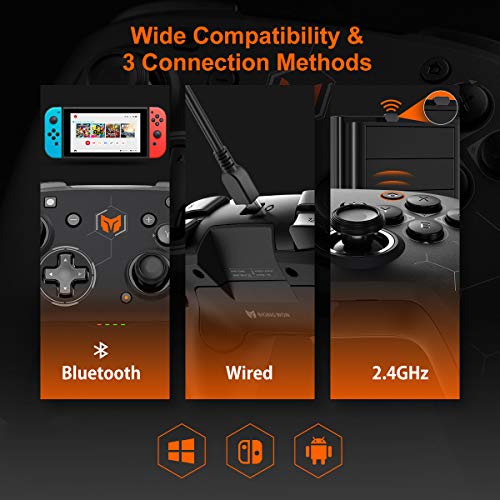 Controlador inalámbrico para Switch/Switch Lite/Windows10 PC/Android9.0+,Vibración de Doble Motor de 6 Ejes, Soporte Turbo / Somatosensorial, Enchufe y Juego con Cable(C2)