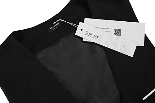 COOFANDY Chaleco de traje de hombre con cuello en V, sin mangas, chaleco de corte ajustado, chaleco formal, clásico, monocolor, para negocios, informal, boda, 93-negro, M