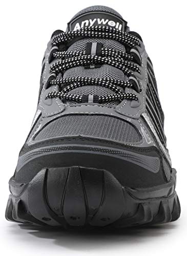 COOJOY Zapatos de senderismo para hombre Graphene Senderismo Trekking de baja altura Trail Zapatos de entrenamiento al aire libre, color Gris, talla 45 1/3 EU