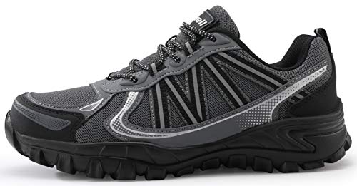 COOJOY Zapatos de senderismo para hombre Graphene Senderismo Trekking de baja altura Trail Zapatos de entrenamiento al aire libre, color Gris, talla 45 1/3 EU