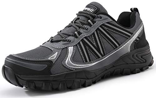 COOJOY Zapatos de senderismo para hombre Graphene Senderismo Trekking de baja altura Trail Zapatos de entrenamiento al aire libre, color Gris, talla 45 1/3 EU