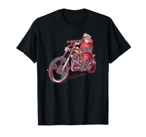 Cool Biker Santa Claus Montar Motocicleta Navidad Camiseta