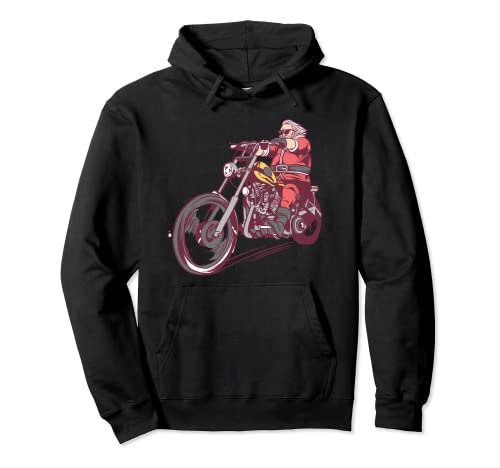 Cool Biker Santa Claus Montar Motocicleta Navidad Sudadera con Capucha