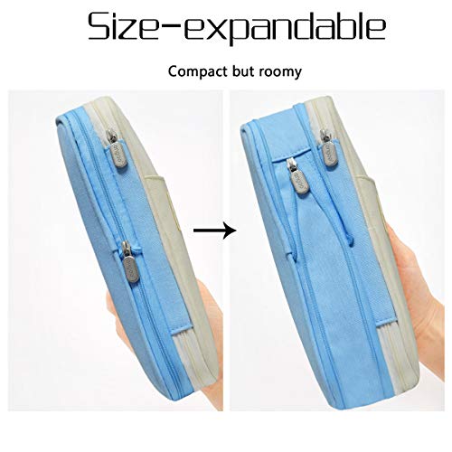 Coolzon Estuche Escolar Expandible, Estuches de Lápices de Gran Capacidad Estuche Organizador Portalapices Neceser Maquillaje para Niñas Niños Adolescentes Estudiantes Adultos, Azul Claro