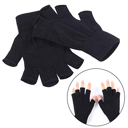 Cooraby - 2 pares de mitones cálidos unisex para el invierno (talla L para adultos, M para adolescentes, S para niños) - negro - M