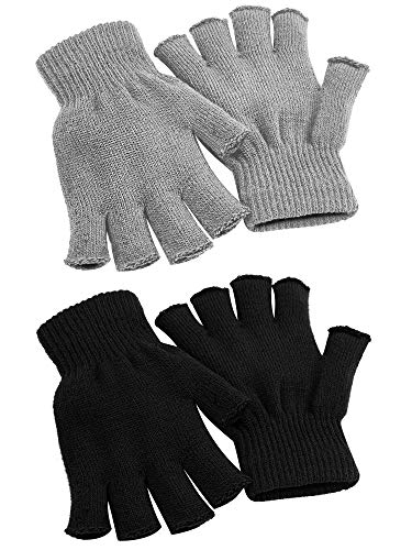 Cooraby - 2 pares de mitones cálidos unisex para el invierno (talla L para adultos, M para adolescentes, S para niños) - negro - M