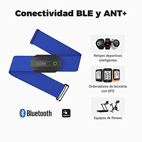 CooSpo Frecuencia Cardíaca Bluetooth Banda Monitor Sensor de Frecuencia Cardíaca Deportivo Ant+ para Garmin Wahoo Suunto Polar UA Run -SB-BU…