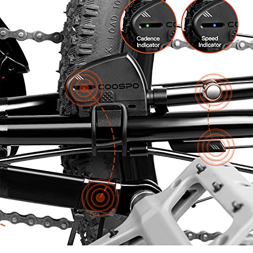 COOSPO Sensor de Velocidad y Cadencia para Bicicleta 2 en 1, Sensores de Ciclismo Bluetooth y ANT+ con Indicadores LED, Sensor RPM para Bicicleta Impermeable IP67