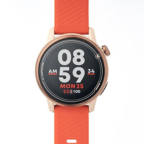 Coros APEX Premium - Reloj GPS de 42 mm con monitor de rata de vídeo de 25 h Full GPS Battery, Sapphire Glass, Barometer, Strava & TrainingPeaks (Gold/Coral)
