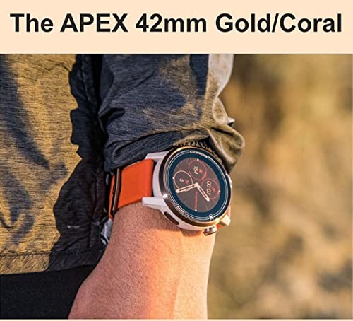 Coros APEX Premium - Reloj GPS de 42 mm con monitor de rata de vídeo de 25 h Full GPS Battery, Sapphire Glass, Barometer, Strava & TrainingPeaks (Gold/Coral)