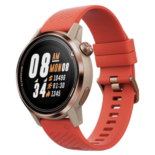 Coros APEX Premium - Reloj GPS de 42 mm con monitor de rata de vídeo de 25 h Full GPS Battery, Sapphire Glass, Barometer, Strava & TrainingPeaks (Gold/Coral)