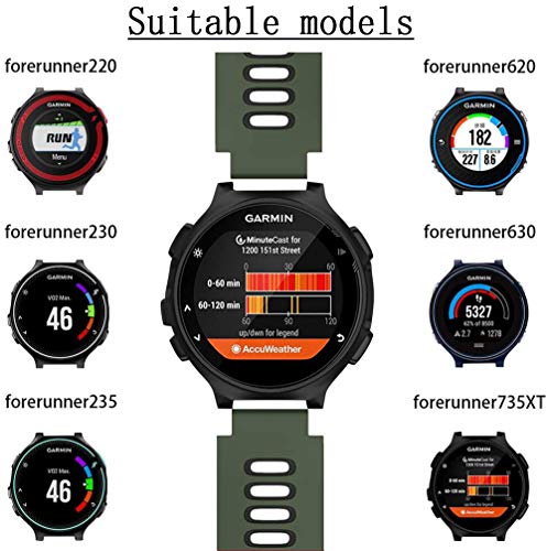 Correa de reloj compatible con Garmin Forerunner 735XT 220 230 235 620 630 Approach S20 S5 S6 Banda de silicona suave con hebilla de metal para reloj inteligente Garmin accesorio