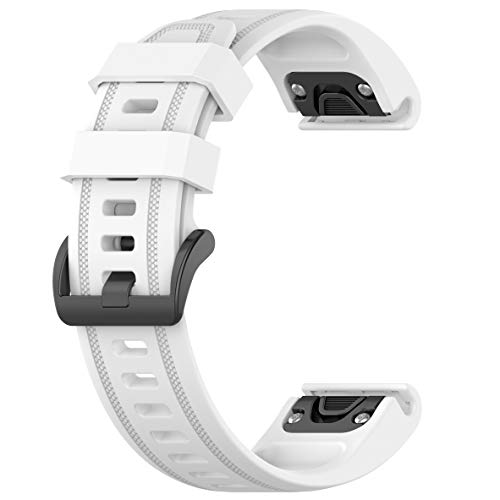 Correa de repuesto de silicona suave compatible con Garmin Fenix 5S/Fenix 5S Plus/Fenix 6S/Fenix 6S Pro bandas para hombres y mujeres (blanco)