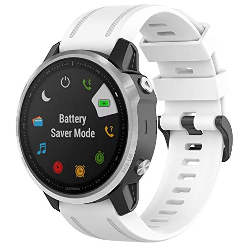 Correa de repuesto de silicona suave compatible con Garmin Fenix 5S/Fenix 5S Plus/Fenix 6S/Fenix 6S Pro bandas para hombres y mujeres (blanco)